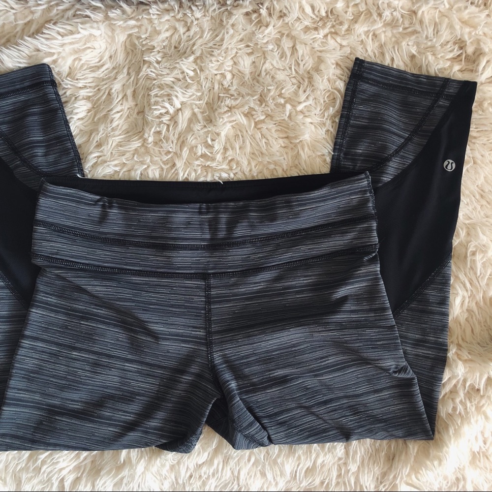 lululemon athletica Black and Gray Striped Leggings